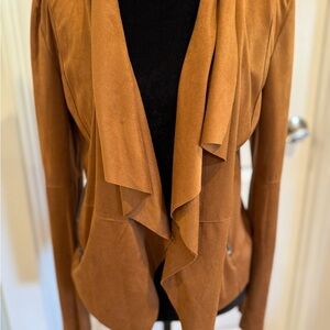 Bagatelle Women's Camel Brown Drape Front Blazer Women’s Small
